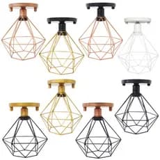 Lustre Teto Plafon Industrial Aramado Diamante Retrô Luminária Sobrepor Vintage Agp Ilumini