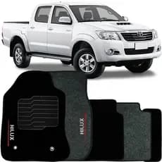 Jogo de Tapete Automotivo Carpete Toyota Hilux 2006 à 2015 Soft Logo Bordado 5 Peças
