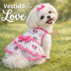 Vestido Love Gaby Pet para cachorro babado