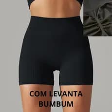 Short Canelado Meia Coxa Fitness Academia Cintura Alta Modeladora com Empina  Bumbum