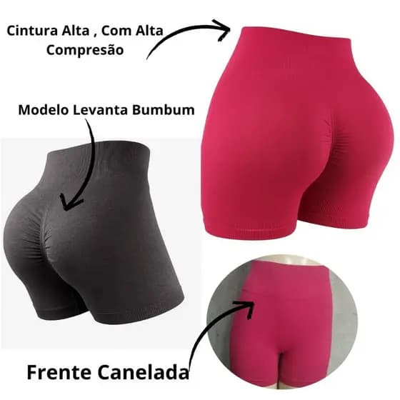 Kit 2 Short Canelado Empina Bumbum Qualidade