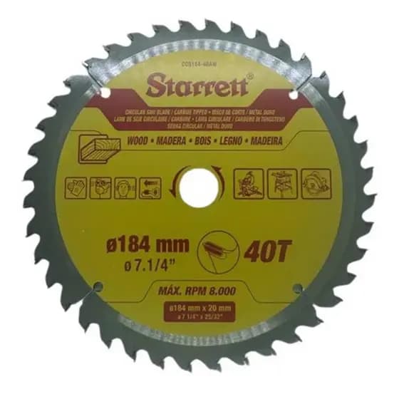 Disco de Serra Circular 7.1/4 pol com 40 Dentes CCS184-40 Starrett