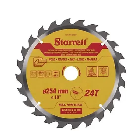 Disco de Serra Circular 254mm com 24 Dentes CCS254-24 Starrett