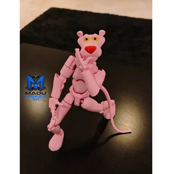 Pantera Cor-de-Rosa Articulada em Impressão 3D | Boneco Colecionável | Action Figure Decorativo | Presente Criativo