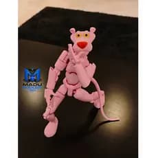 Pantera Cor-de-Rosa Articulada em Impressão 3D | Boneco Colecionável | Action Figure Decorativo | Presente Criativo