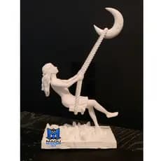 Escultura Menina na Lua em Impressão 3D | Decoração Moderna e Minimalista | Estátua Decorativa para Sala e Quarto
