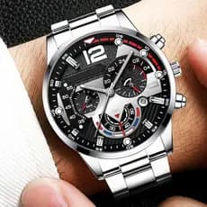 Relógio masculino relógio de quartzo masculino calendário banda de aço relógio masculino moda esportes ponteiro