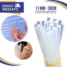 Bastão Cola Quente Grossa Semi Transparente de 11 mm e 30 cm de comprimento Artesanato Profissionais Papelaria