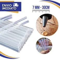 Bastão Cola Quente Semi Transparente de 7 mm e 30 cm de comprimento Artesanato Profissionais Papelaria