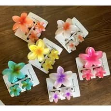 Kit 3 Presilhas Piranhas Flor Grande De Cabelo Praia