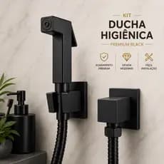 Ducha Higiênica Quadrada Preto Fosco - Ducha Higiênica Cromada Abs - Ducha Higiênica Preto Fosco Abs Lavabo Chuveirinho