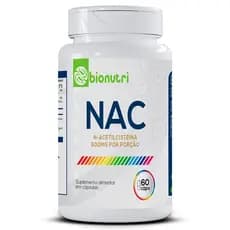 Nac N-Acetilcisteína - 60 cápsulas 500mg - Zero Açúcar - Bionutri