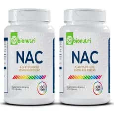 2x Nac  N-Acetilcisteína - 60 cápsulas 500mg - Zero Açúcar