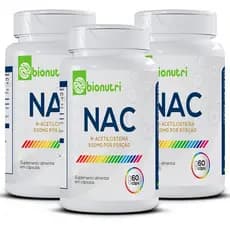 kit com 3 Nac N-Acetilcisteína - 60 cápsulas - Zero Açúcar - Bionutri