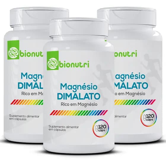 Kit 3x Suplemento Magnésio Dimalato 120 Cápsulas Bionutri