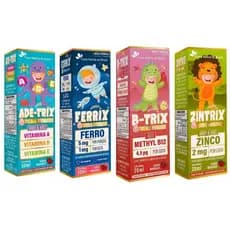 Kit Vitamina Infantil Flora Nativa ADE-Trix Ferrix B-Trix Zintrix sabor Morango - Flora Nativa