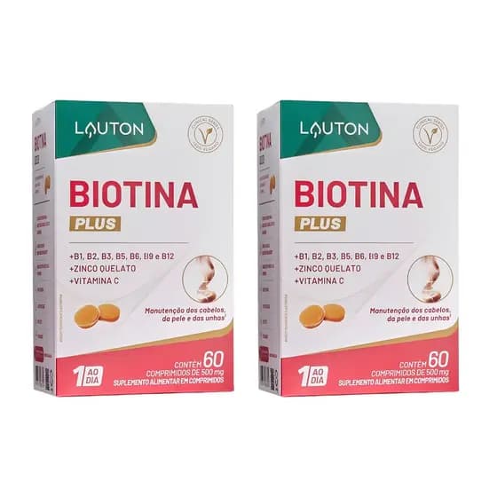 2x Biotina Suplemento para cabelos e unhas 60 caps - Lauton