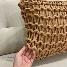 Capa Almofada Corda Trançada Caramelo Decorativa Crochê Rustica Boho Artesanal Algodao Macrame