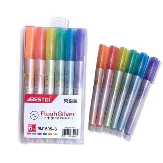 Kit 6/5/4/8/12 peças Marca texto de Glitter Flash silva/Material escolar Flash silva