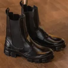 Bota coturno feminino chelsea tratorado cano longo tendência blogueira inverno leve e confortável