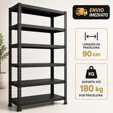 Estante Prateleira Industrial Armario em Aço 6 Bandejas 198x90 Suporta até 180kg