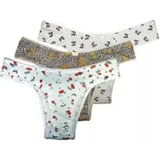 Kit 12 Calcinhas Tanga Em Algodão Adulto Estampada.
