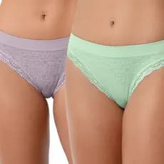 Kit com 2 Calcinhas Biquíni com Renda sem Costura