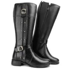 Bota Cano Longo Alto Feminina Montaria Detalhe fivela Confortável Elegante Macia Promoção