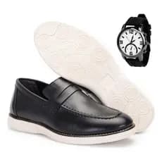 Sapato Social Couro Legítimo Premium Oxford Confortável Macio Promoção+relógio Brinde Casual