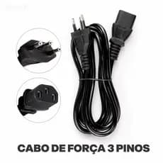 Cabo De Força Tripolar 3 pinos 10A - PADRÃO BRASILEIRO
