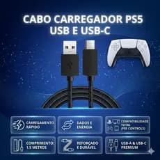 Cabo Usb Tipo C Carregador Controle Ps5 DualSense5