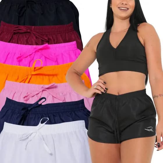Kit 4 Shorts Tactel Moda Praia Feminino Shortinho tecido leve envio Rápido