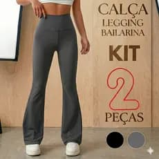 Kit Com 2 Calça Flare Academia Suplex Boca de Sino Não Fica Transparente Premium