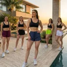 Kit 5 Shorts Tactel Feminino Fitness Academia Corrida P ao G3 Com Elástico Moda Praia E Fitness