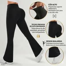 Calça Legging Flare Suplex Boca de Sino Feminina Cintura Alta Não Transparente