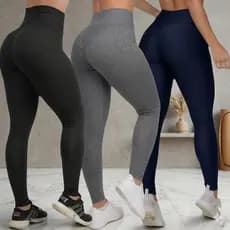 Kit 2 Calça Legging Feminina Cintura Alta Modeladora Suplex Básica Premium Não Desbota