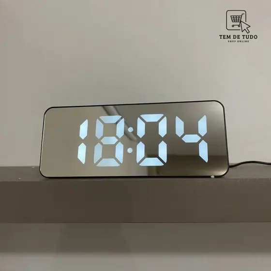 Relógio Despertador Digital De Mesa 16X2.5X6cm Decorativo Alarme Temperatura