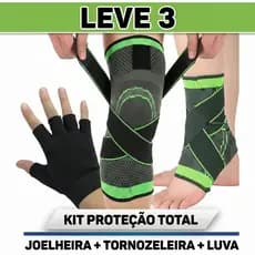 KIT Joelheira + Tornozeleira + Luva esportiva fitness academia proteção