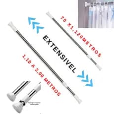 Porta Cortina Box Varão Bastão Banheiro de Extensível Universal Ajustável