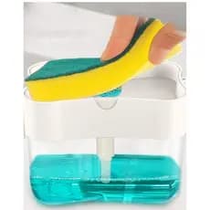 Dispenser de Detergente 2 em 1 Porta Sabão Líquido com Suporte Para Bucha e Esponja Limpeza Cozinha