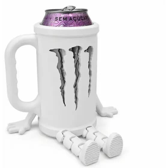 Caneca Porta-Lata 3D Monster com Pernas Articuladas | Suporte Criativo para Latas | Decoração Geek