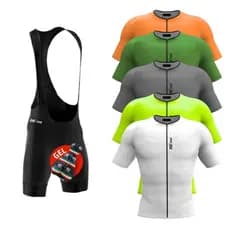 Conjunto Bretelle Ciclismo Camisa Ciclista Premium Ziper Full Masculino Forro Gel Proteção UV+
