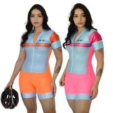 Macaquinho de Ciclismo Feminino Polimiada Macacão Acolchoado Forro Gel Roupa Confortável Bike Pedal