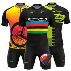 Conjunto Kit Ciclismo Masculino Camiseta Camisa Ciclistas Bermuda Short Forro Espuma Bike Pedal Mtb