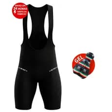 Bretelle de Ciclismo Be Fast Preto Bermuda Forro Gel Bike Pedal Roupa Masculina Alta Performance MTB