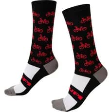 Meia Ciclismo Hupi Bike Bicicletinhas Preto/Vermelho