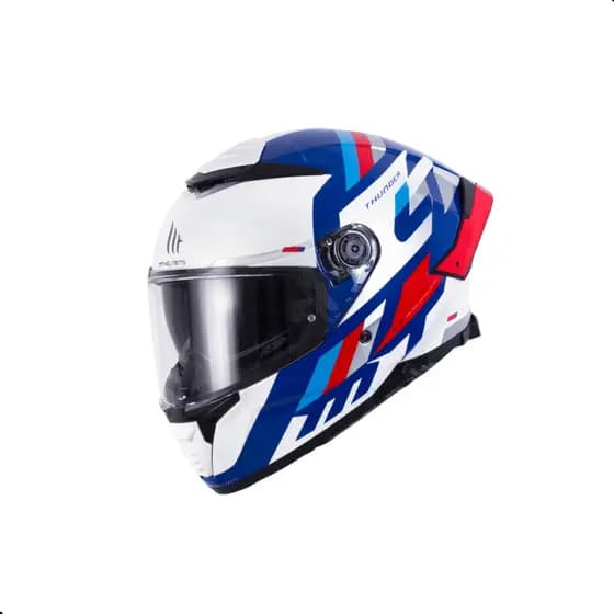 Capacete MT Óculos Solar Thunder 4 SV Ergo C7 Azul Branco Vermelho Moto