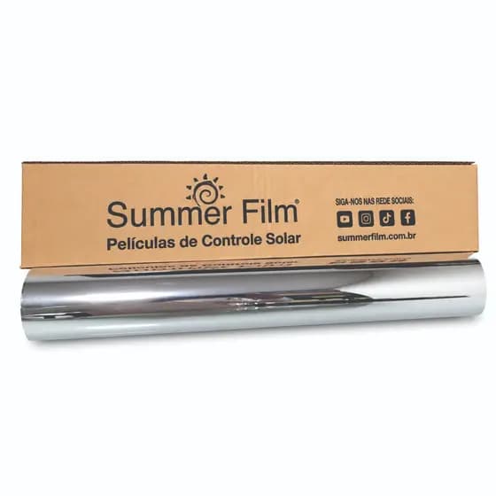 Película Espelhada 75cm Insulfilm Espelhado Prata Smoke G5 Residencial Portas Janelas Box Vidros Proteção UV