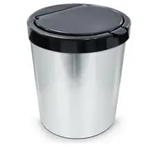 Lixeira Cesto Tipo Inox Com Tampa Click 10 Litros Prata Luxo Banheiro Cozinha Escritório TOY 25670