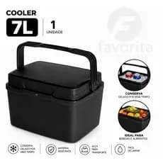 Caixa Cooler Térmica Preta 7L Com Alça Ideal Para Bebida , Alimentos e Etc - TOY 26017